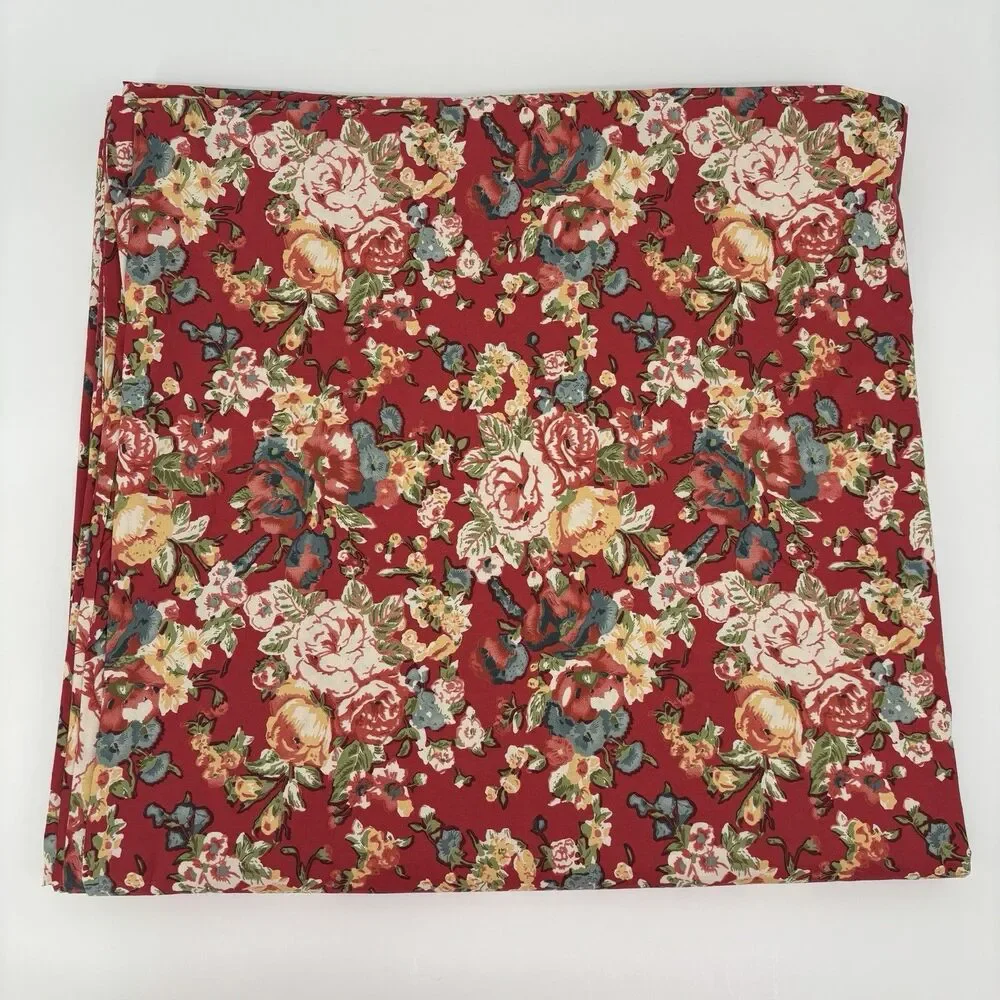 Pottery Barn Red Multi Floral Full Queen Duvet Cover Cotton Traditional Button